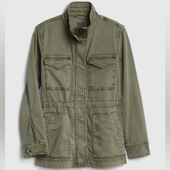 Gap Army Green Garment-Dyed Utility Cargo Jacket Size Small - Picture 3 of 14